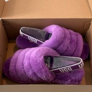 UGG Vibrant Purple Fluffy Slides